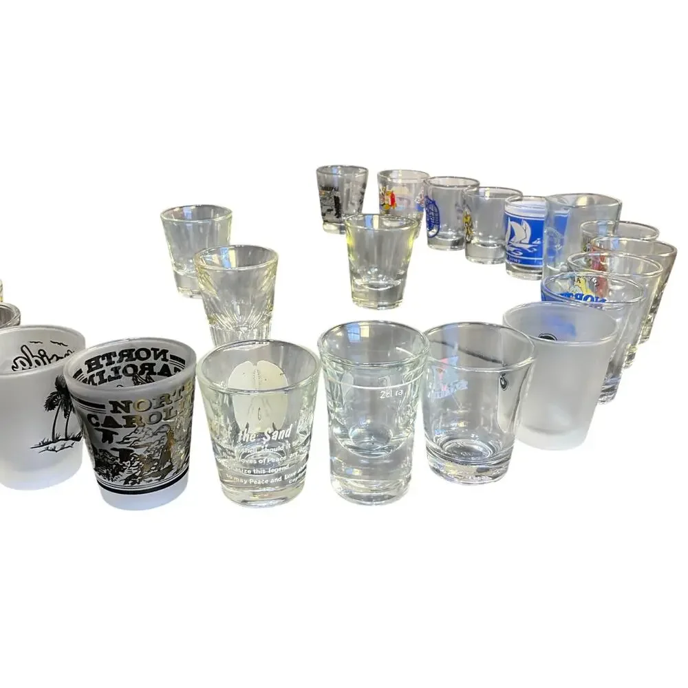Lot of 23 Assorted Shot Glasses Souvenir Beer Barware Collection